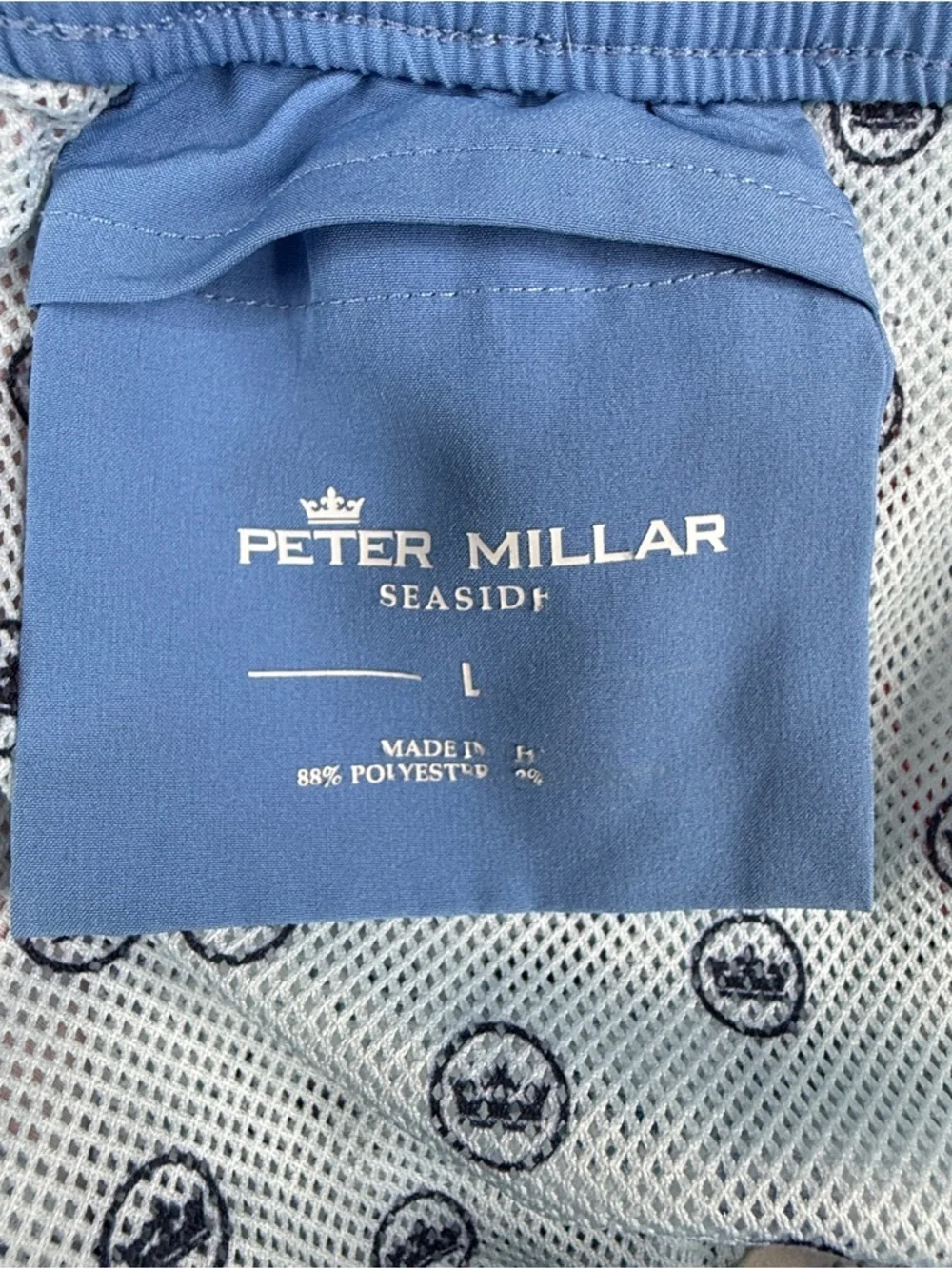 Peter Millar Seaside Stingray Swim Trunks Mens L Red Blue 7.5